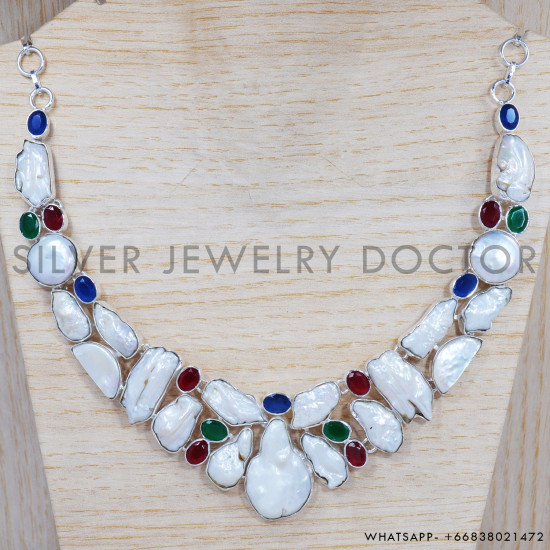 Pearl 925 Sterling Silver Necklace (SJWN-20) Pearl 925 Sterling Silver Necklace (SJWN-20)