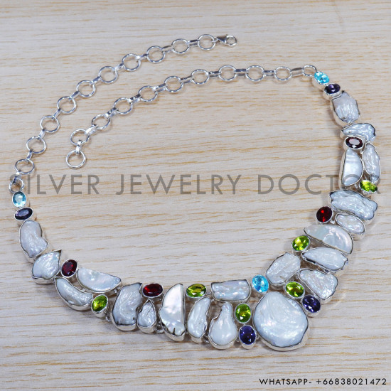Peridot 925 Sterling Silver Necklace (SJWN-22)