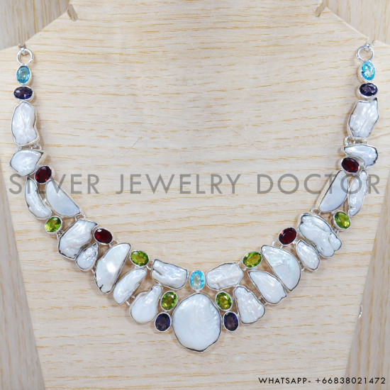 Peridot 925 Sterling Silver Necklace (SJWN-22)