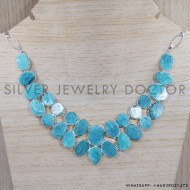 Aquamarine 925 Sterling Silver Necklace (SJWN-24) Aquamarine 925 Sterling Silver Necklace (SJWN-24)