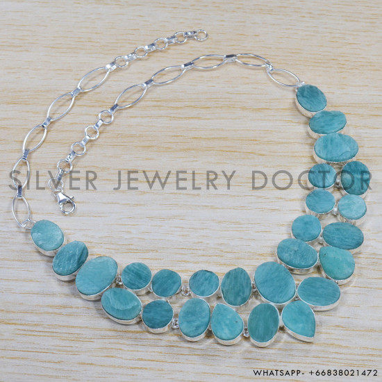 Aquamarine 925 Sterling Silver Necklace (SJWN-24) Aquamarine 925 Sterling Silver Necklace (SJWN-24)