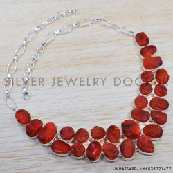 Carnelian 925 Sterling Silver Necklace (SJWN-27)