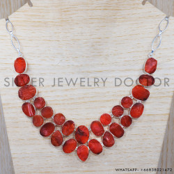 Carnelian 925 Sterling Silver Necklace (SJWN-27)