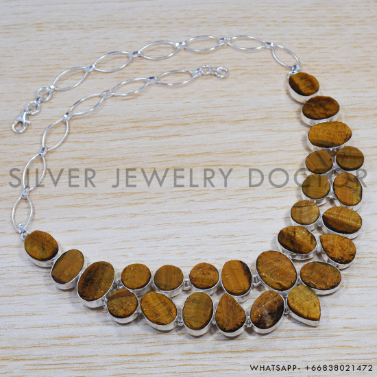 Tiger Eye 925 Sterling Silver Necklace (SJWN-29) Tiger Eye 925 Sterling Silver Necklace (SJWN-29)