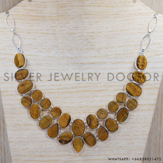 Tiger Eye 925 Sterling Silver Necklace (SJWN-29) Tiger Eye 925 Sterling Silver Necklace (SJWN-29)