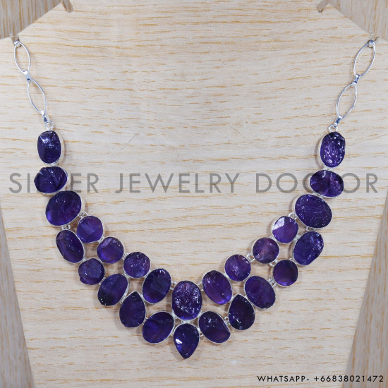 Amethyst 925 Sterling Silver Necklace (SJWN-33) Amethyst 925 Sterling Silver Necklace (SJWN-33)