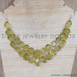 Lemon Quartz 925 Sterling Silver Necklace (SJWN-36)