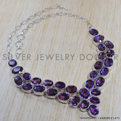 Amethyst 925 Sterling Silver Necklace (SJWN-49)