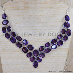Amethyst 925 Sterling Silver Necklace (SJWN-49)
