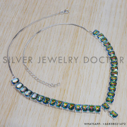 Mystic Topaz 925 Sterling Silver Necklace (SJWN-50)