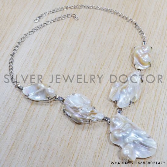 Pearl 925 Sterling Silver Necklace (SJWN-53) Pearl 925 Sterling Silver Necklace (SJWN-53)