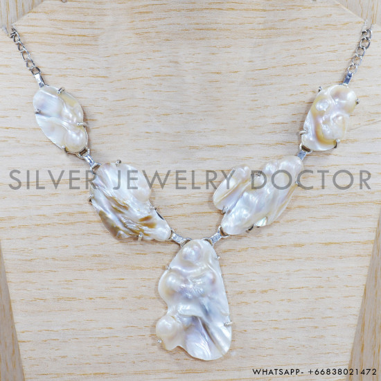 Pearl 925 Sterling Silver Necklace (SJWN-53) Pearl 925 Sterling Silver Necklace (SJWN-53)