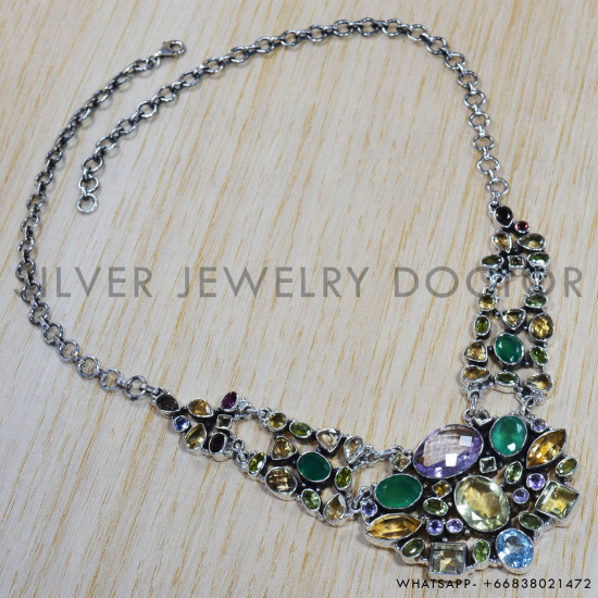 Amethyst 925 Sterling Silver Necklace (SJWN-54) Amethyst 925 Sterling Silver Necklace (SJWN-54)