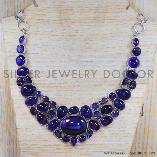 Amethyst 925 Sterling Silver Necklace (SJWN-57) Amethyst 925 Sterling Silver Necklace (SJWN-57)
