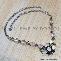Rose Quartz 925 Sterling Silver Necklace (SJWN-59) Rose Quartz 925 Sterling Silver Necklace (SJWN-59)