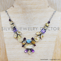 Golden Rutile 925 Sterling Silver Necklace (SJWN-61)