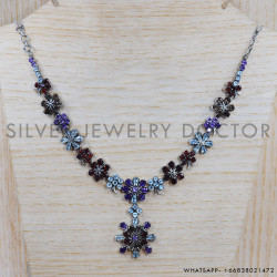 Amethyst 925 Sterling Silver Necklace (SJWN-62)