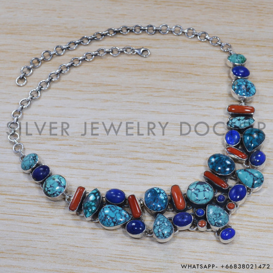 Turquoise 925 Sterling Silver Necklace (SJWN-65) Turquoise 925 Sterling Silver Necklace (SJWN-65)