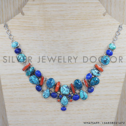 Turquoise 925 Sterling Silver Necklace (SJWN-65)