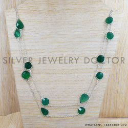 Green Onyx 925 Sterling Silver Necklace (SJWN-67)