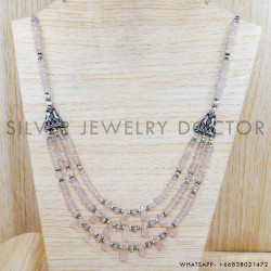 Rose Quartz 925 Sterling Silver Necklace (SJWN-68)