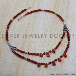 Carnelian 925 Sterling Silver Necklace (SJWN-69)