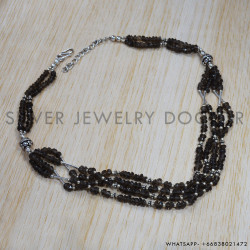 Smoky Quartz 925 Sterling Silver Necklace (SJWN-70) Smoky Quartz 925 Sterling Silver Necklace (SJWN-70)