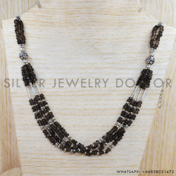 Smoky Quartz 925 Sterling Silver Necklace (SJWN-70)