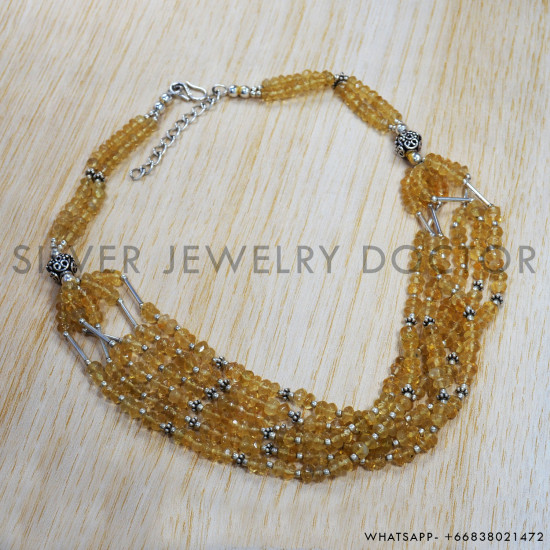 Citrine 925 Sterling Silver Necklace (SJWN-71) Citrine 925 Sterling Silver Necklace (SJWN-71)