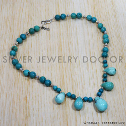 Turquoise 925 Sterling Silver Necklace (SJWN-72) Turquoise 925 Sterling Silver Necklace (SJWN-72)