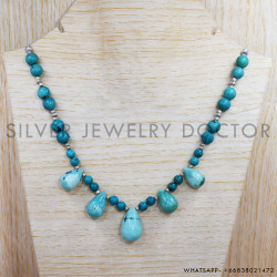 Turquoise 925 Sterling Silver Necklace (SJWN-72)