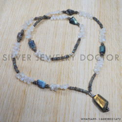 Rainbow Moonstone 925 Sterling Silver Necklace (SJWN-77)