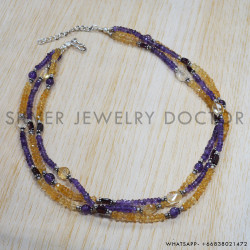 Amethyst 925 Sterling Silver Necklace (SJWN-78)