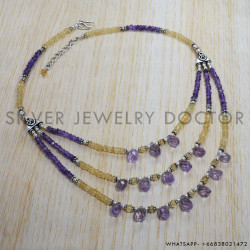 Amethyst 925 Sterling Silver Necklace (SJWN-79)