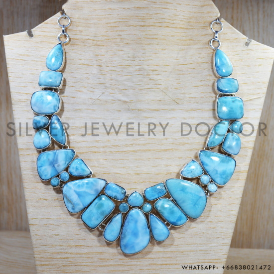 Larimar 925 Sterling Silver Necklace (SJWN-80) Larimar 925 Sterling Silver Necklace (SJWN-80)