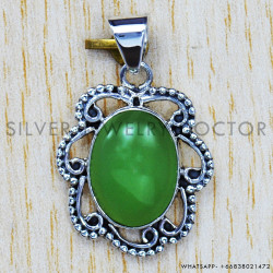 Prehnite 925 Sterling Silver Pendant (SJWP-100) Prehnite 925 Sterling Silver Pendant (SJWP-100)