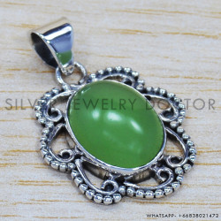 Prehnite 925 Sterling Silver Pendant (SJWP-100)