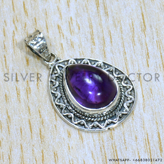 Amethyst 925 Sterling Silver Pendant (SJWP-1005)