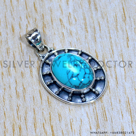 Turquoise 925 Sterling Silver Pendant (SJWP-1007)