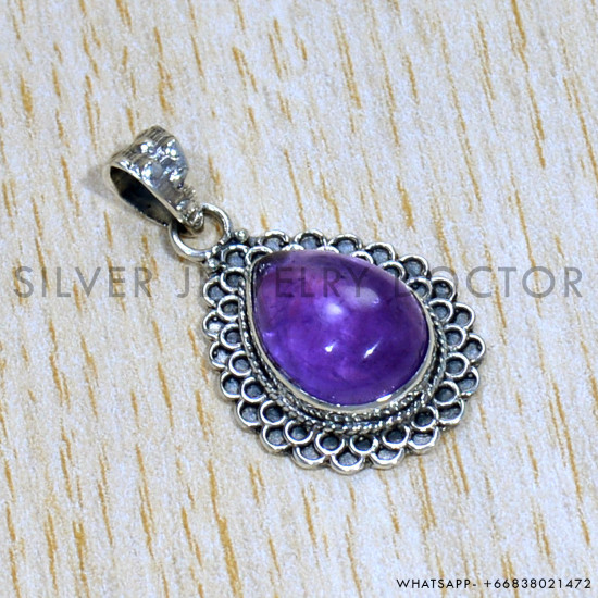 Amethyst 925 Sterling Silver Pendant (SJWP-1010)
