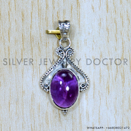Amethyst 925 Sterling Silver Pendant (SJWP-1018)