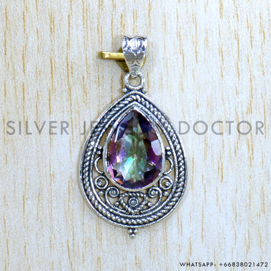Mystic Topaz 925 Sterling Silver Pendant (SJWP-1023)