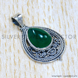 Green Onyx 925 Sterling Silver Pendant (SJWP-1025)