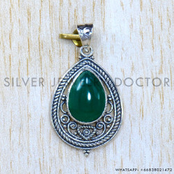Green Onyx 925 Sterling Silver Pendant (SJWP-1025)