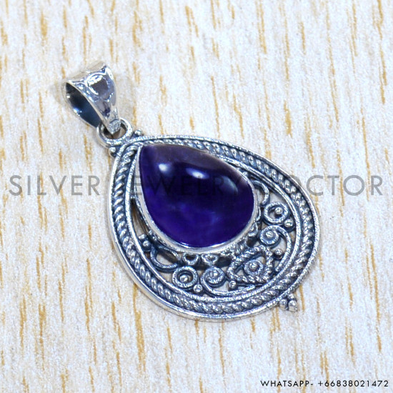 Amethyst 925 Sterling Silver Pendant (SJWP-1027)