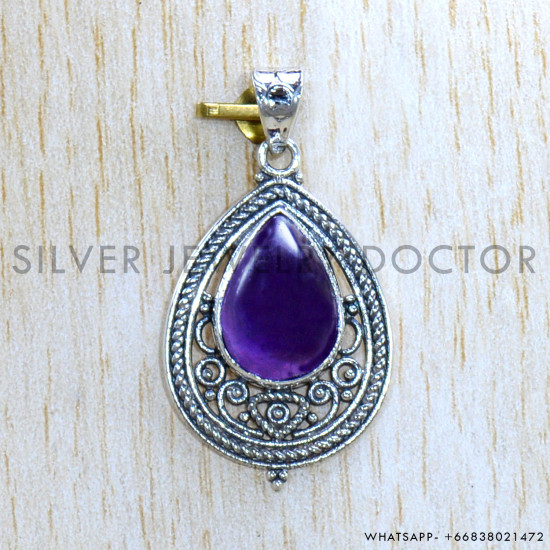 Amethyst 925 Sterling Silver Pendant (SJWP-1027)