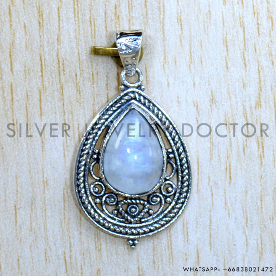 Rainbow Moonstone 925 Sterling Silver Pendant (SJWP-1029)
