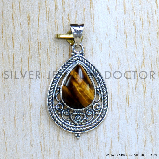 Tiger Eye 925 Sterling Silver Pendant (SJWP-1030)