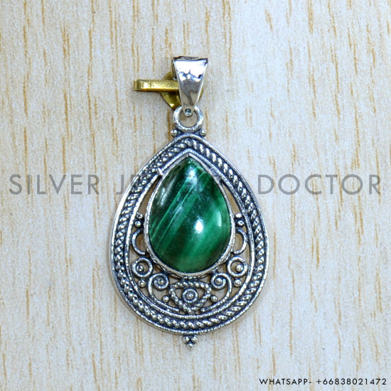 Malachite 925 Sterling Silver Pendant (SJWP-1031)
