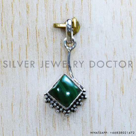 Malachite 925 Sterling Silver Pendant (SJWP-1037)